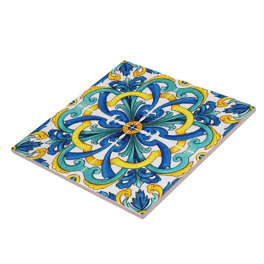 Carreau Rustique Jaune Et Bleu Méditerranée (Côté)