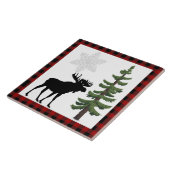 Carreau Rustique Moose Pine Tree Rouge Plaid Décor (Côté)