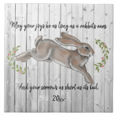 Carreau Rustique Simple Daté Rabbit Joyeux Nouvel An (Devant)
