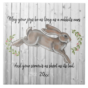 Carreau Rustique Simple Daté Rabbit Joyeux Nouvel An