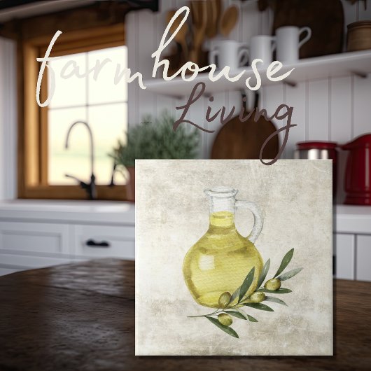 Carreau Rustique Toscane Huile d'olive bouteille aquarelle