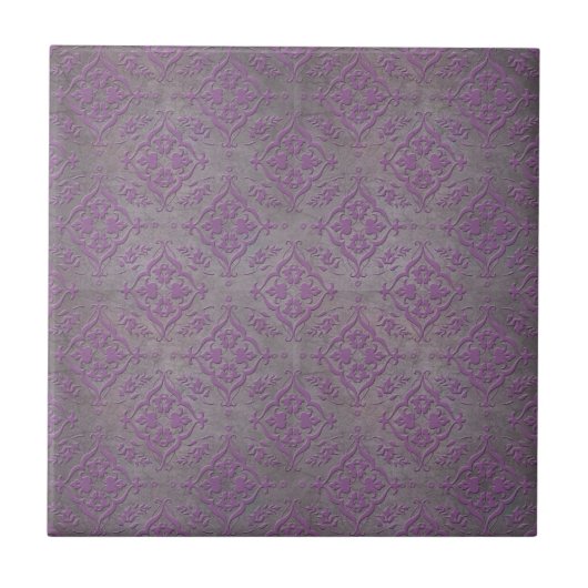 Carreau Rustique violet et gris acier Damas (Devant)