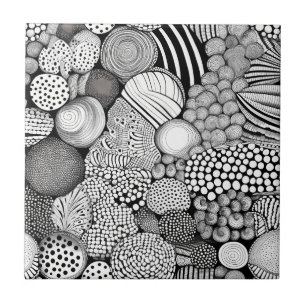 Carreau Rythme en noir et blanc – Abstrait monochrome 6