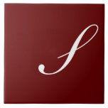 Carreau S Monogramme Initial Blanc sur Maroon,<br><div class="desc">Lettre blanche classique Monogramme sur Arrière - plan rouge foncé, S.</div>