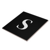 Carreau S Monogramme initial blanc sur noir (Côté)