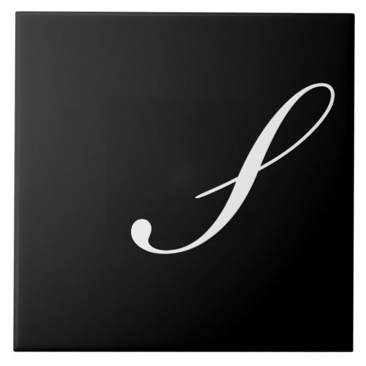 Carreau S Monogramme initial blanc sur noir (Devant)