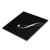 Carreau S Monogramme initial blanc sur noir (Côté)