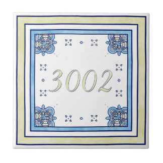 Carreau Sable et petit numéro de maison bleu