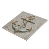 Carreau Sable rustique et ancre côtière aqua (Côté)