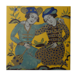 Carreau Saffron Jaune Deux Amis Antique Repro