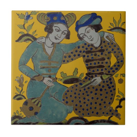 Carreau Saffron Jaune Deux Amis Antique Repro (Devant)