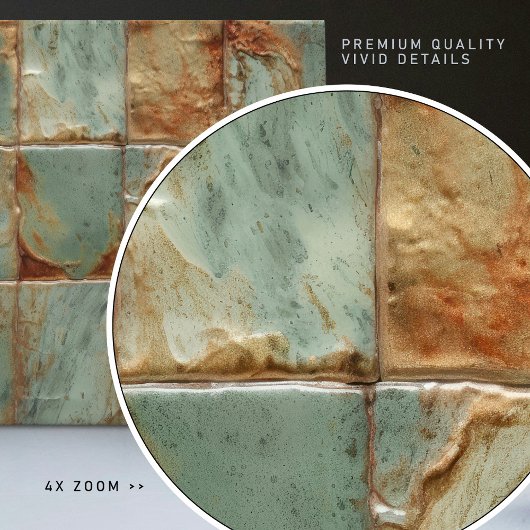 Carreau Sage Abstrait Carré Collection EMMA Faux Relief