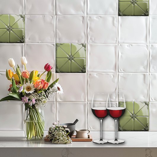 Carreau Sage Green Art Deco  Ceramic Tile