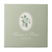 Carreau Sage Green Custom Wedding Ceramic Tile (Devant)