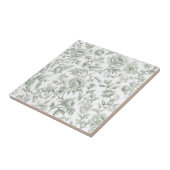 Carreau Sage Green Floral Vintage Toile Pattern  (Côté)