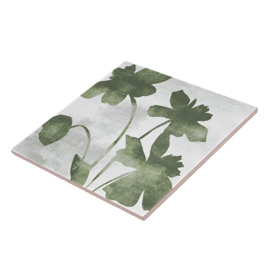 Carreau Sage Olive Green Painterly Botanical Art 07 (Côté)