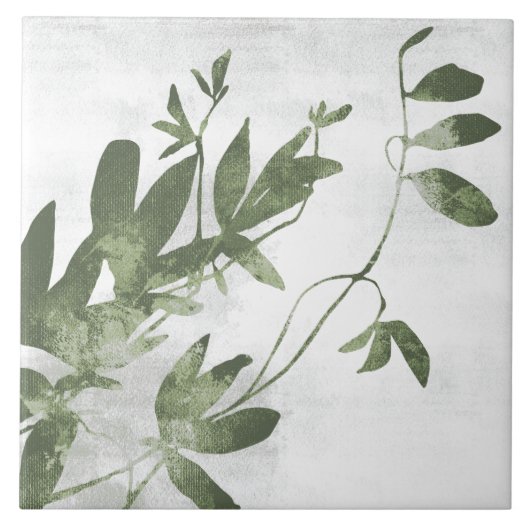 Carreau Sage Olive Green Painterly Botanical Art 09 (Devant)