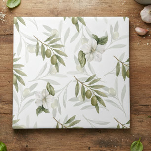 Carreau Sage Olives À l'Aquarelle Intemporel Chic