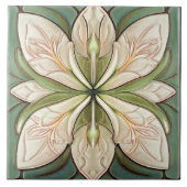Carreau Sage Vert Art Déco Floral Décor Mur Art Nouveau (Devant)
