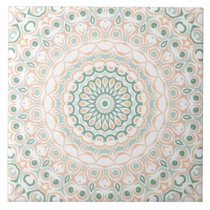 Carreau Sage Vert et Mandala aux Péches