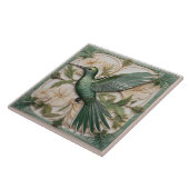 Carreau Sage vert faux relief Art Nouveau Hummingbird (Côté)