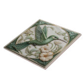 Carreau Sage vert faux relief Art Nouveau Hummingbird (Côté)