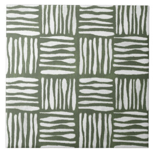 Carreau Sage Vert Olive Peinture Géométrique Art 05
