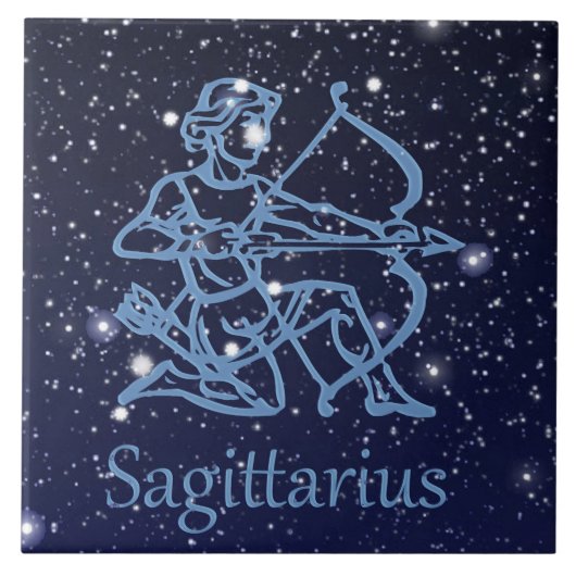 Carreau Sagittarius Constellation & Zodiac Signe avec étoi (Devant)