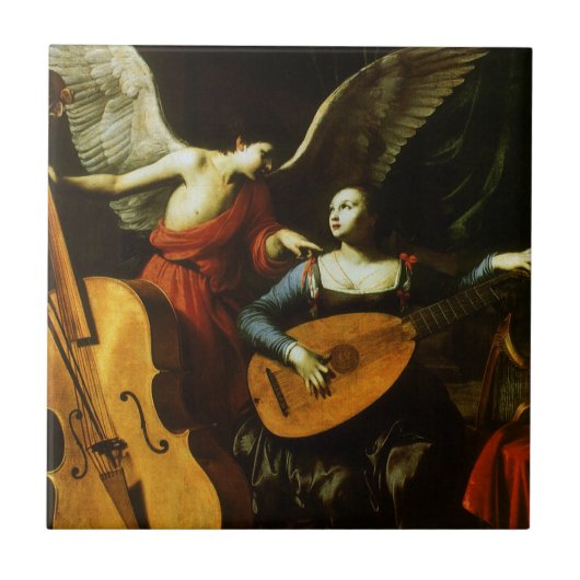 Carreau Saint Cecilia et l'ange par Carlo Saraceni (Devant)