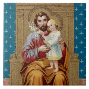 Carreau Saint Joseph intronisé avec l'enfant Jésus