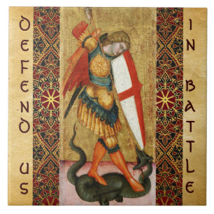 Carreau Saint Michael Archangel et Dragon Sienese