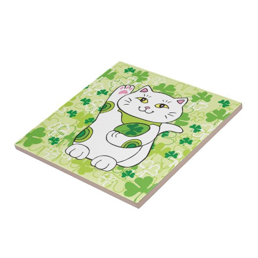 Carreau Saint Patrick Maneki Neko (Chat chanceux) (Côté)