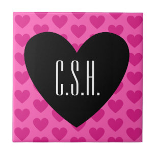Carreau Saint Valentin Coeurs Allover Hot Pink Monogramme