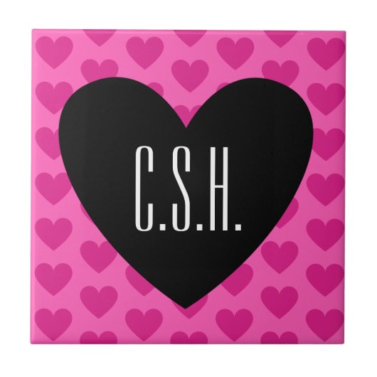 Carreau Saint Valentin Coeurs Allover Hot Pink Monogramme (Devant)