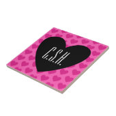 Carreau Saint Valentin Coeurs Allover Hot Pink Monogramme (Côté)