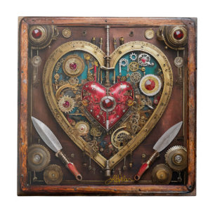 Carreau Saint-Valentin Guerrier Steampunk Rubis Et Poignar