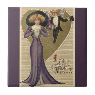 Carreau Saint-Valentin victorien vintage, Dame en violet