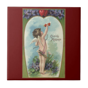 Carreau Saint-Valentin victorien vintage, Message de Cupid