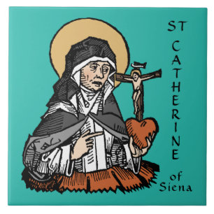 Carreau Sainte Catherine de Sienne avec un cœur surmonté d