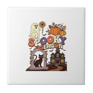 Carreau Saison effrayante Halloween Fantôme Citrouille Cha