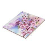 Carreau Sakura rose sur la peinture Arrière - plan (Côté)