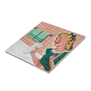 Carreau salle de bain de nettoyage à vintage rétro