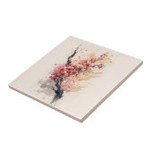 Carreau Salle de bain en fleurs de cerisier rose rouge Flo (Côté)