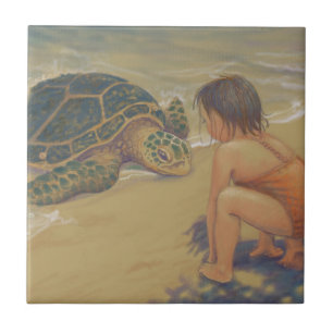 Carreau Salutations de Honu (tortue de mer verte)