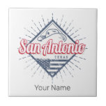 Carreau San Antonio City Texas États-Unis Vintage USA<br><div class="desc">San Antonio au Texas, ville en Amérique, casquette de cowboy vintage design souvenir. San Antonio ville rétro drapeau américain design pour voyager aux États-Unis et Bexar Comté ou des vacances au Texas. San Antonio avec design cowboy pour vacances aux USA. San Antonio aux Etats-Unis drapeau américain vintage et souvenir de...</div>