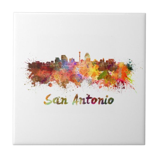 Carreau San Antonio skyline in watercolor (Devant)