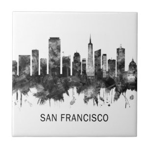 Carreau San Francisco California Skyline BW