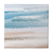 Carreau Sandy Beach Ocean Waves Aquarelle Abstraite (Devant)
