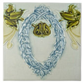 Carreau Sangle de courge classique bleu de la bordure blan (Devant)