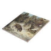 Carreau Sanglier dans la neige, signée comme Courbet (Côté)